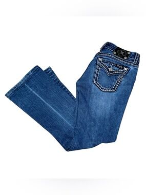 Miss Me Women’s Western Signature Boot Cut Denim Blue Jeans Size 28